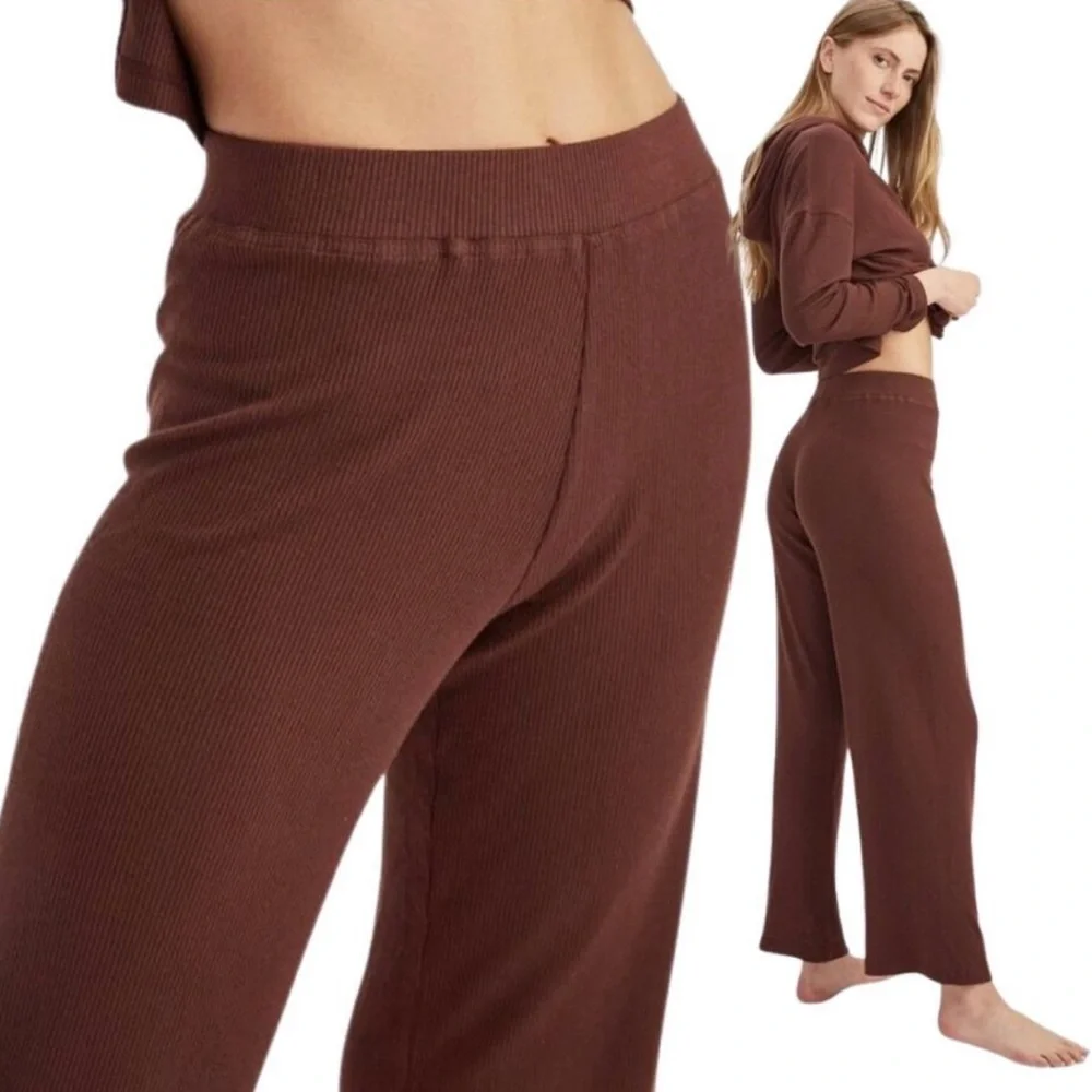 NAADAM NWT Cashmere Blend Ribbed Lightweight Wide-Leg Pants - Picture 2 of 5